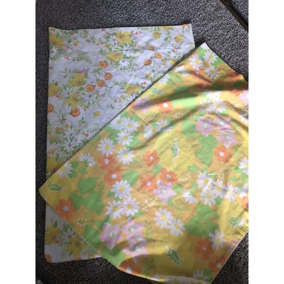 Vtg 70s Wamsutta & JC Penney Flower Power Standard Pillow Case Yellow Groovy - Picture 1 of 9